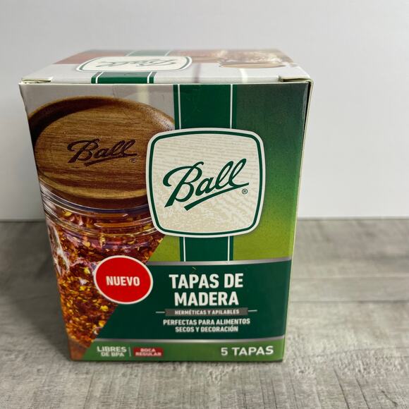 NIB BALL Jar Acacia Wood Storage Lids 5 Pack Regular Mouth High Quality - Picture 8 of 10